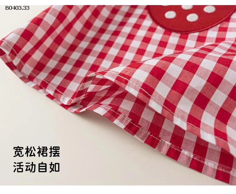 VÁY SÁT NÁCH KẺ CARO HÌNH DÂU TÂY CHO BG- sỉ 225k