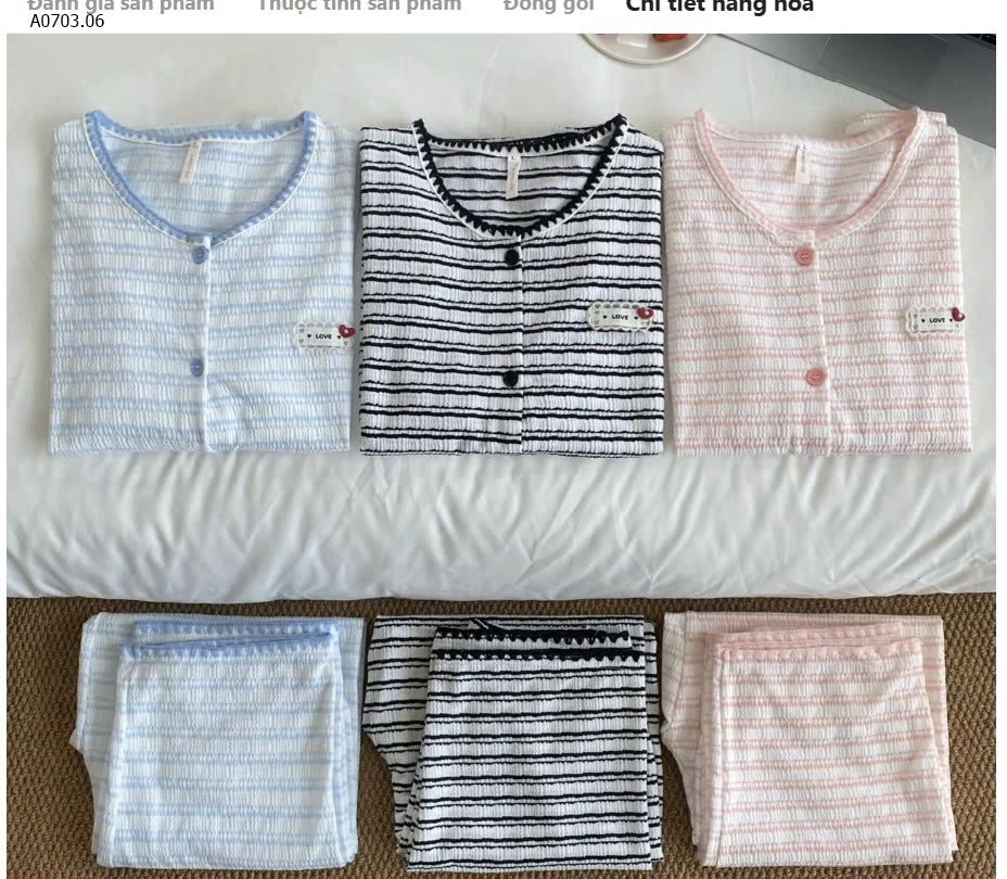 BỘ NGỦ KẺ 3 CHI TIẾT NỮ - sỉ 240k