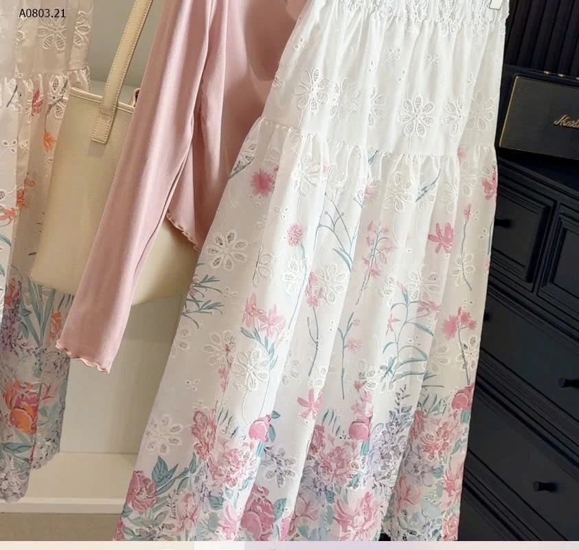 CHÂN VÁY HOA PHỐI REN ANNA  - sỉ 180k