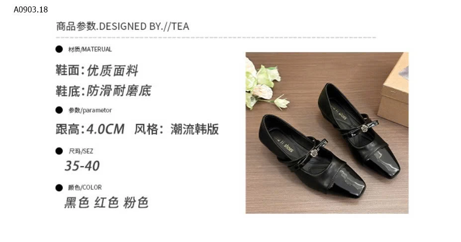 GIÀY CAO GÓT MARY JANE MŨI VUÔNG SANG TRỌNG  - sỉ 228k