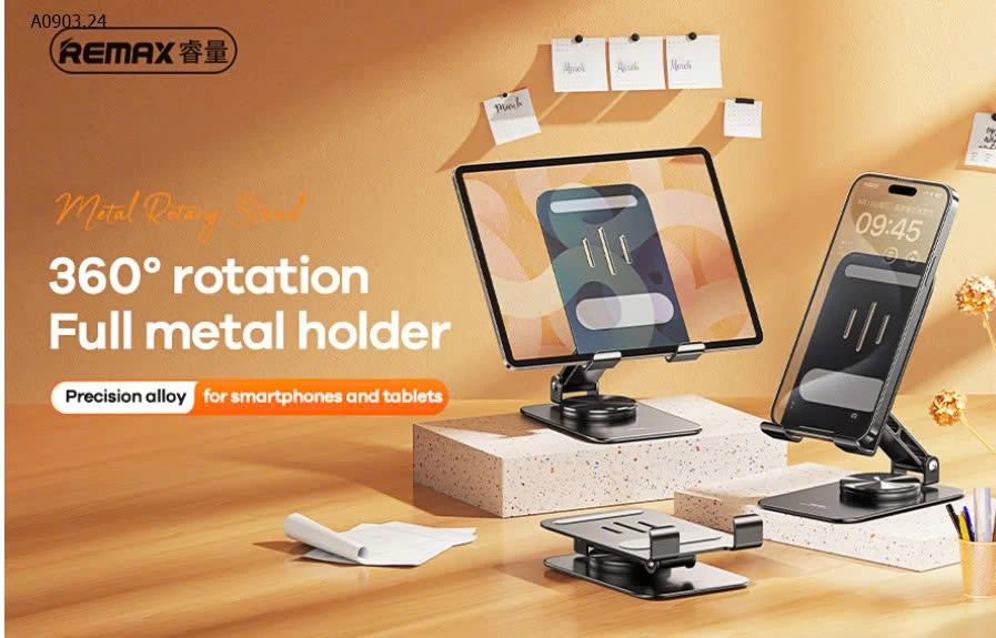 GIÁ ĐỠ ĐIỆN THOẠI/ MÁY TÍNH BẢNG REMAX RM-C38 – FULL KIM LOẠI, XOAY 360°  - sỉ 104k