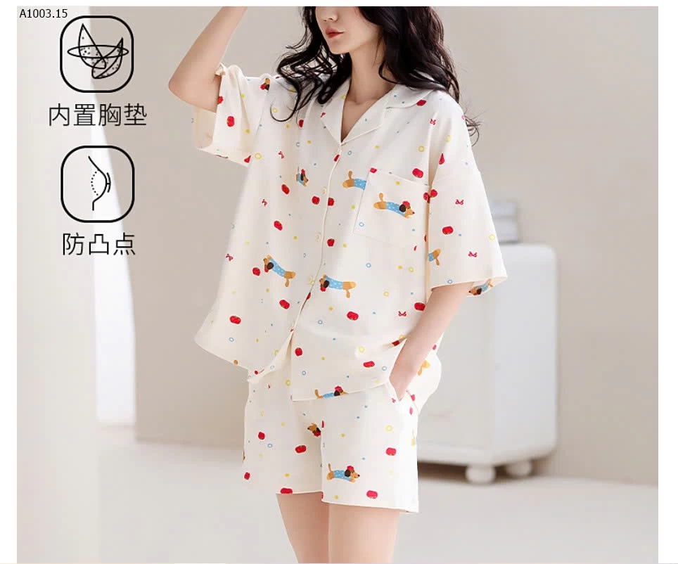 BỘ PIJAMA CỘC NỮ KÈM BRA  - sỉ 235k